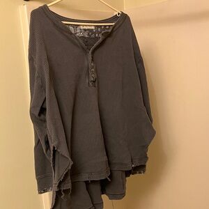 We The Free Charcoal Paisley Henley